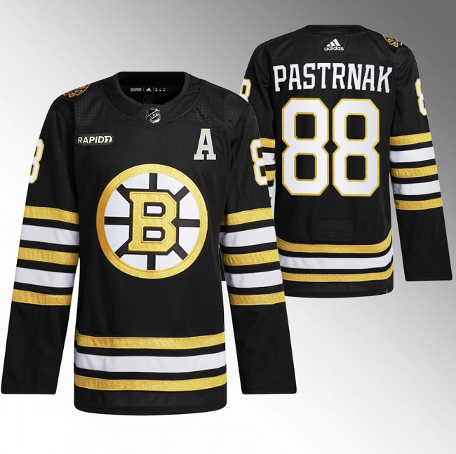 Men's Boston Bruins #88 David Pastrnak Black With Rapid7 Patch 100th Anniversary Stitched Jersey Men's Boston Bruins #88 David Pastrnak Black With Rapid7 Patch 100th Anniversary Stitched Jersey